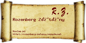 Rozenberg Zétény névjegykártya